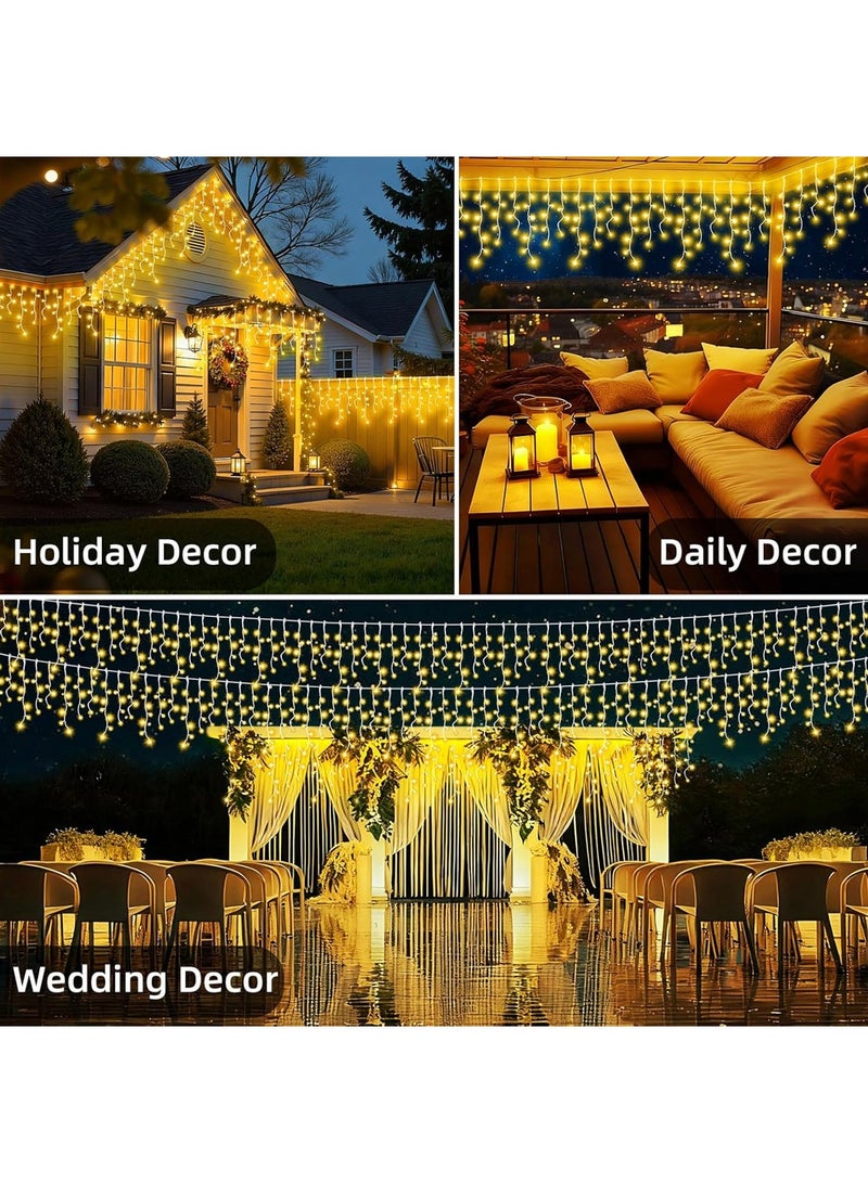 YOUGE Lights Outdoor Decorations 400 LED 33ft 8 Modes Curtain Fairy String Light with 75 Drops, Clear Wire LED String Light Indoor Decor for Wedding Party Decorations Warm White - Image 3